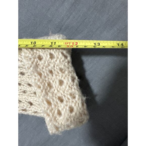JJ Basics Women’s Beige Cuff Sleeve Open-Knit Sweater - Size Small - Picture 5 of 5